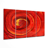Red Vortex 4 Pieces Mega Glass Wall Art (59"x36") | Insigne Art Design.