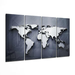 World Map 4 Pieces Mega Glass Wall Art (59"x36") | Insigne Art Design.