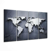 World Map 4 Pieces Mega Glass Wall Art (59"x36") | Insigne Art Design.
