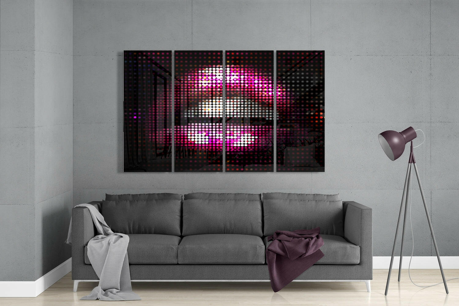 Lips 4 Pieces Mega Glass Wall Art (59"x36") | Insigne Art Design.