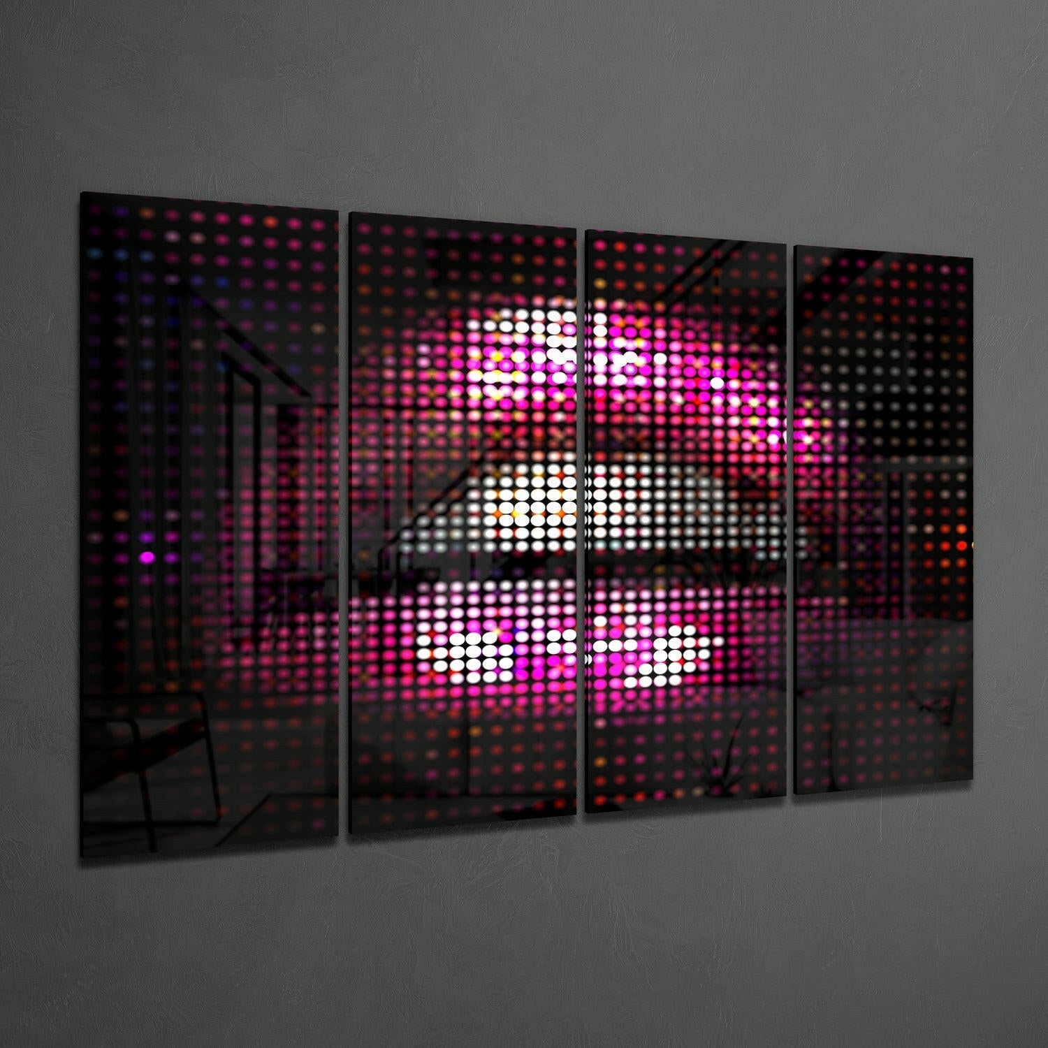 Lips 4 Pieces Mega Glass Wall Art (59"x36") | Insigne Art Design.