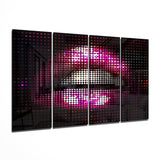 Lips 4 Pieces Mega Glass Wall Art (59"x36") | Insigne Art Design
