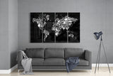 World Map 4 Pieces Mega Glass Wall Art (59"x36") | Insigne Art Design