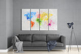 World Map 4 Pieces Mega Glass Wall Art (59"x36") | Insigne Art Design