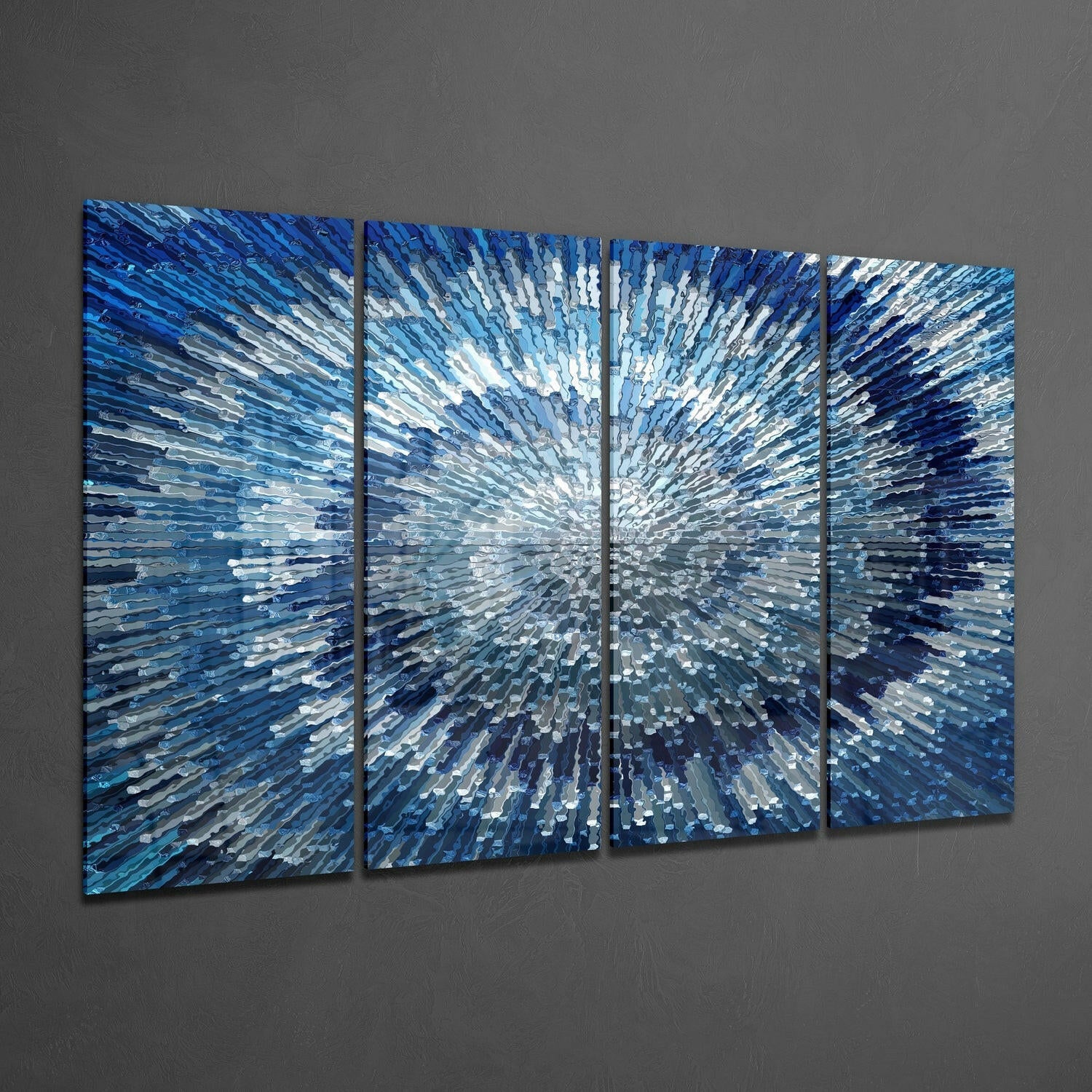 Blue Spiral 4 Pieces Mega Glass Wall Art (59"x36") | Insigne Art Design.