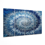 Blue Spiral 4 Pieces Mega Glass Wall Art (59"x36") | Insigne Art Design