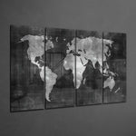 World Map 4 Pieces Mega Glass Wall Art (59"x36") | Insigne Art Design.