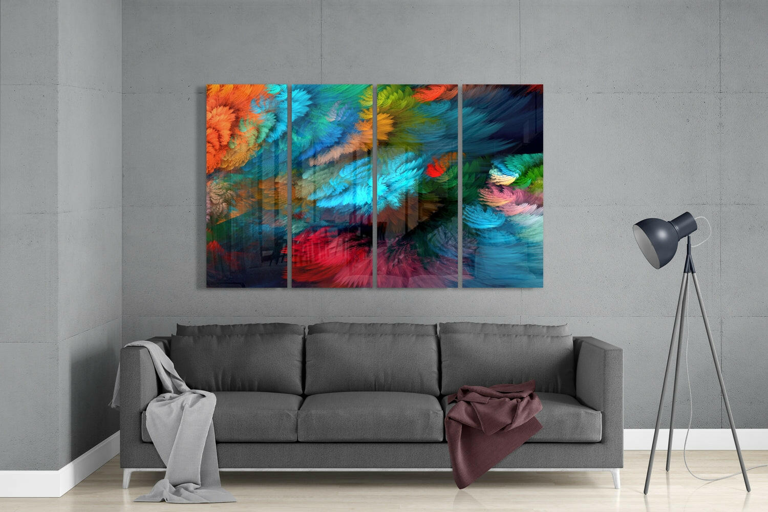 Colorful Touches 4 Pieces Mega Glass Wall Art (59"x36") | Insigne Art Design.