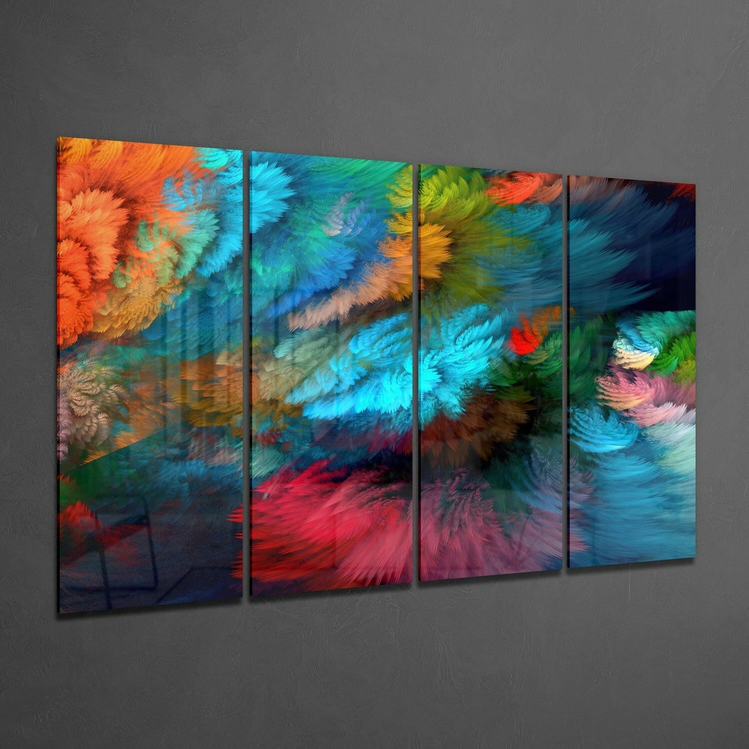 Colorful Touches 4 Pieces Mega Glass Wall Art (59"x36") | Insigne Art Design.