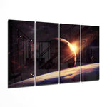 Sunset at the Space 4 Pieces Mega Glass Wall Art (59"x36") | Insigne Art Design.