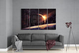 Sunset at the Space 4 Pieces Mega Glass Wall Art (59"x36") | Insigne Art Design