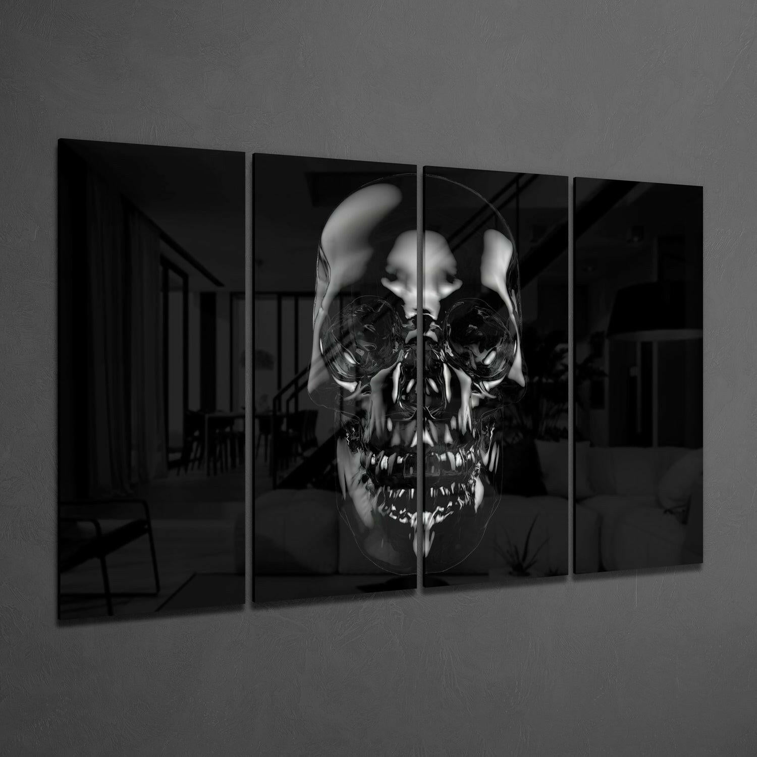 Skull 4 Pieces Mega Glass Wall Art (59"x36") | Insigne Art Design.