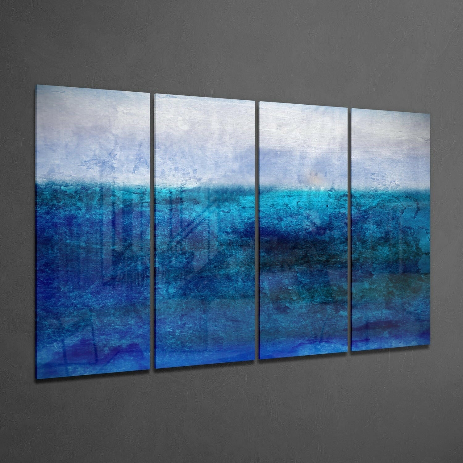 Blue Horizon 4 Pieces Mega Glass Wall Art (59"x36") | Insigne Art Design.