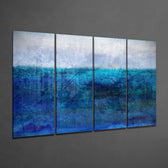 Blue Horizon 4 Pieces Mega Glass Wall Art (59"x36") | Insigne Art Design.