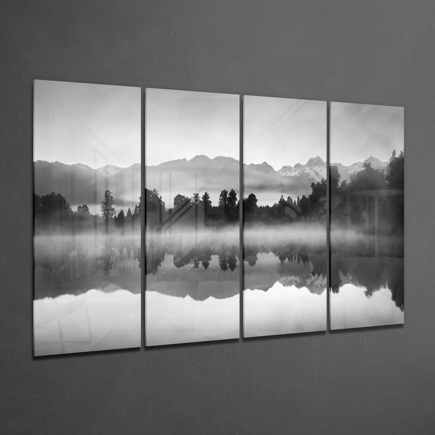 Foggy View 4 Pieces Mega Glass Wall Art (59"x36") | Insigne Art Design.