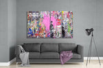 Charlie, Einstein and Banksy 4 Pieces Mega Glass Wall Art (59"x36") | Insigne Art Design.