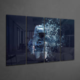Astronaut  4 Pieces Mega Glass Wall Art (59"x36") | Insigne Art Design