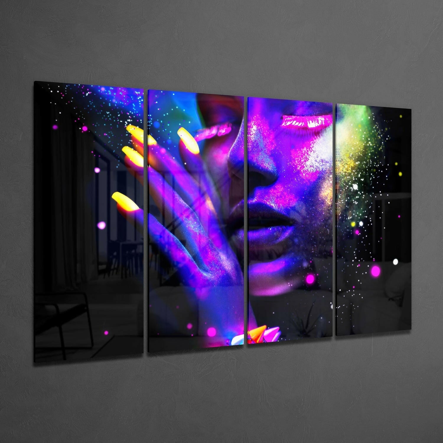Women  4 Pieces Mega Glass Wall Art (59"x36") | Insigne Art Design.