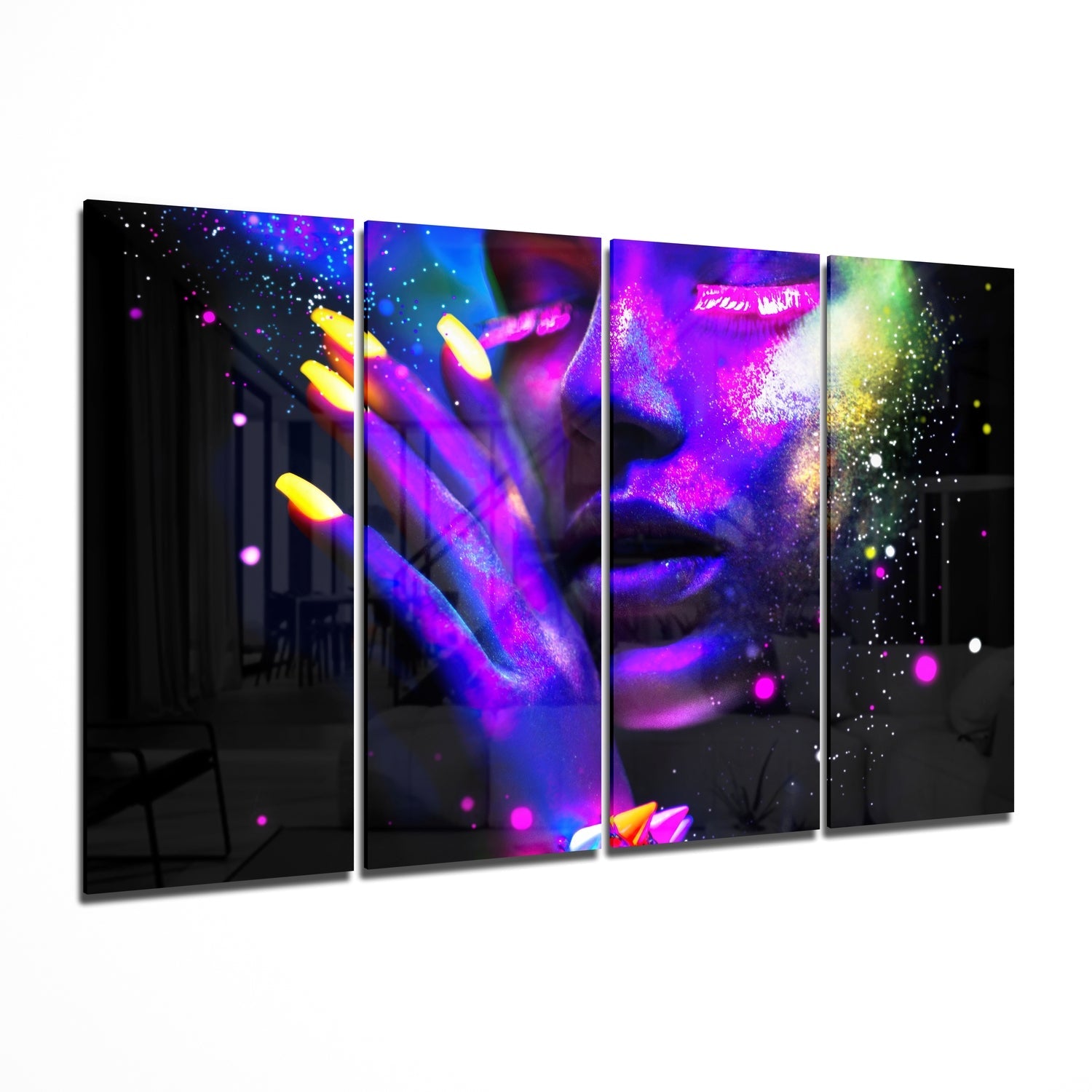 Women  4 Pieces Mega Glass Wall Art (59"x36") | Insigne Art Design