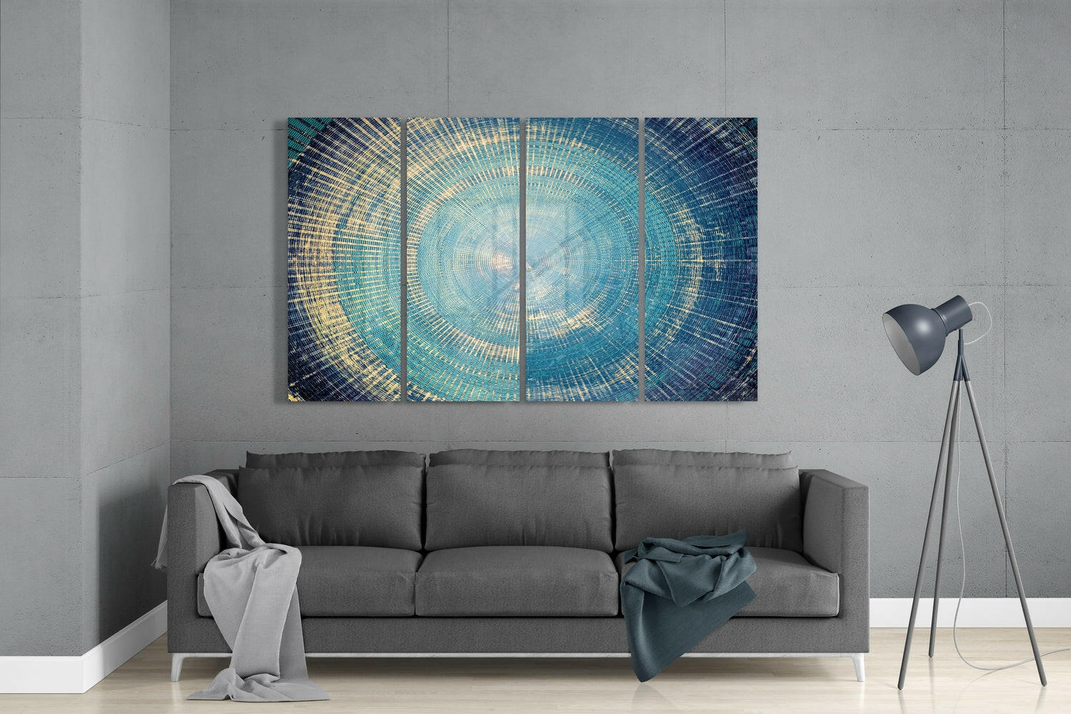 Turquoise 4 Pieces Mega Glass Wall Art (59"x36") | Insigne Art Design.