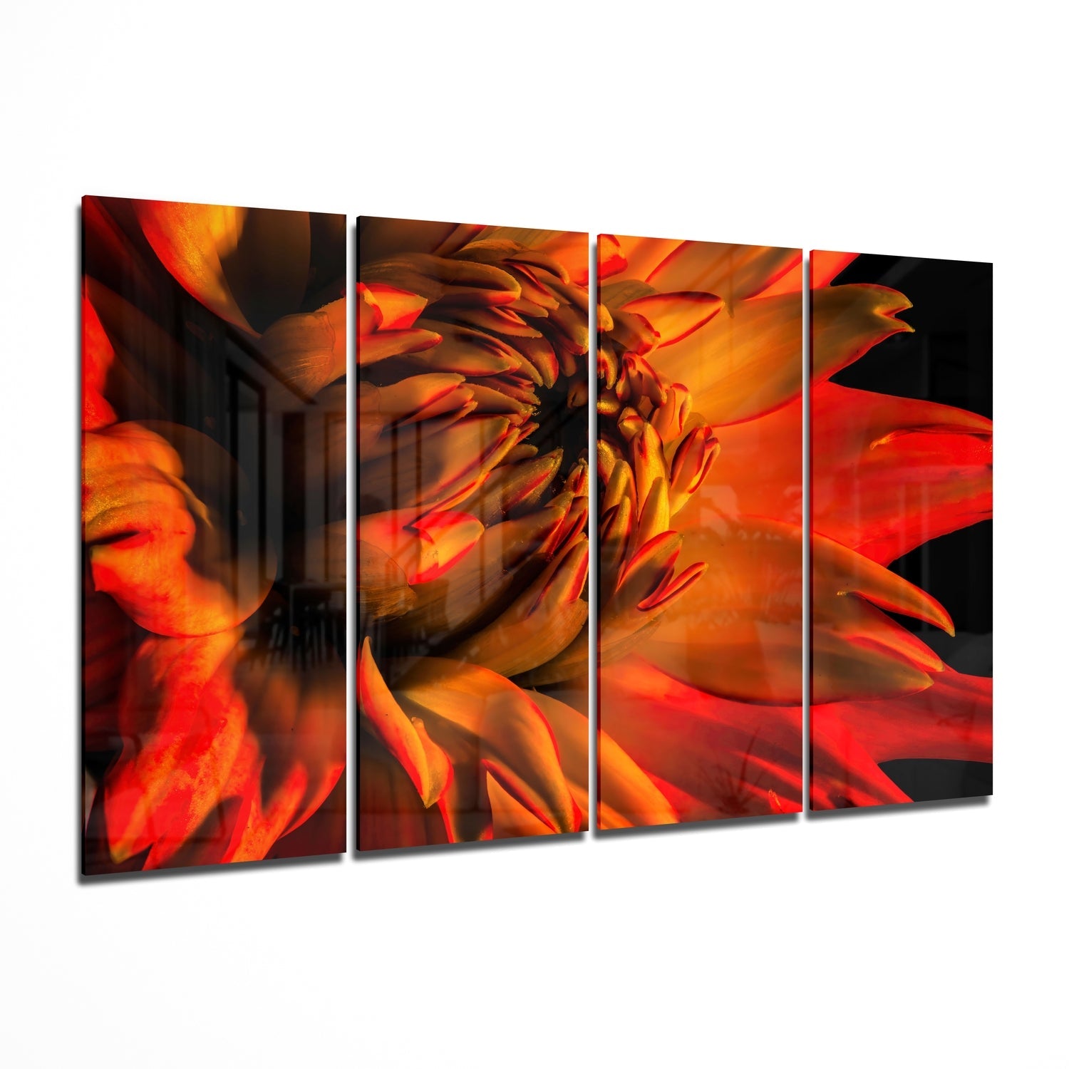 Gerbera Daisy 4 Pieces Mega Glass Wall Art (59"x36") | Insigne Art Design