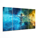 Astronaut  4 Pieces Mega Glass Wall Art (59"x36") | Insigne Art Design.