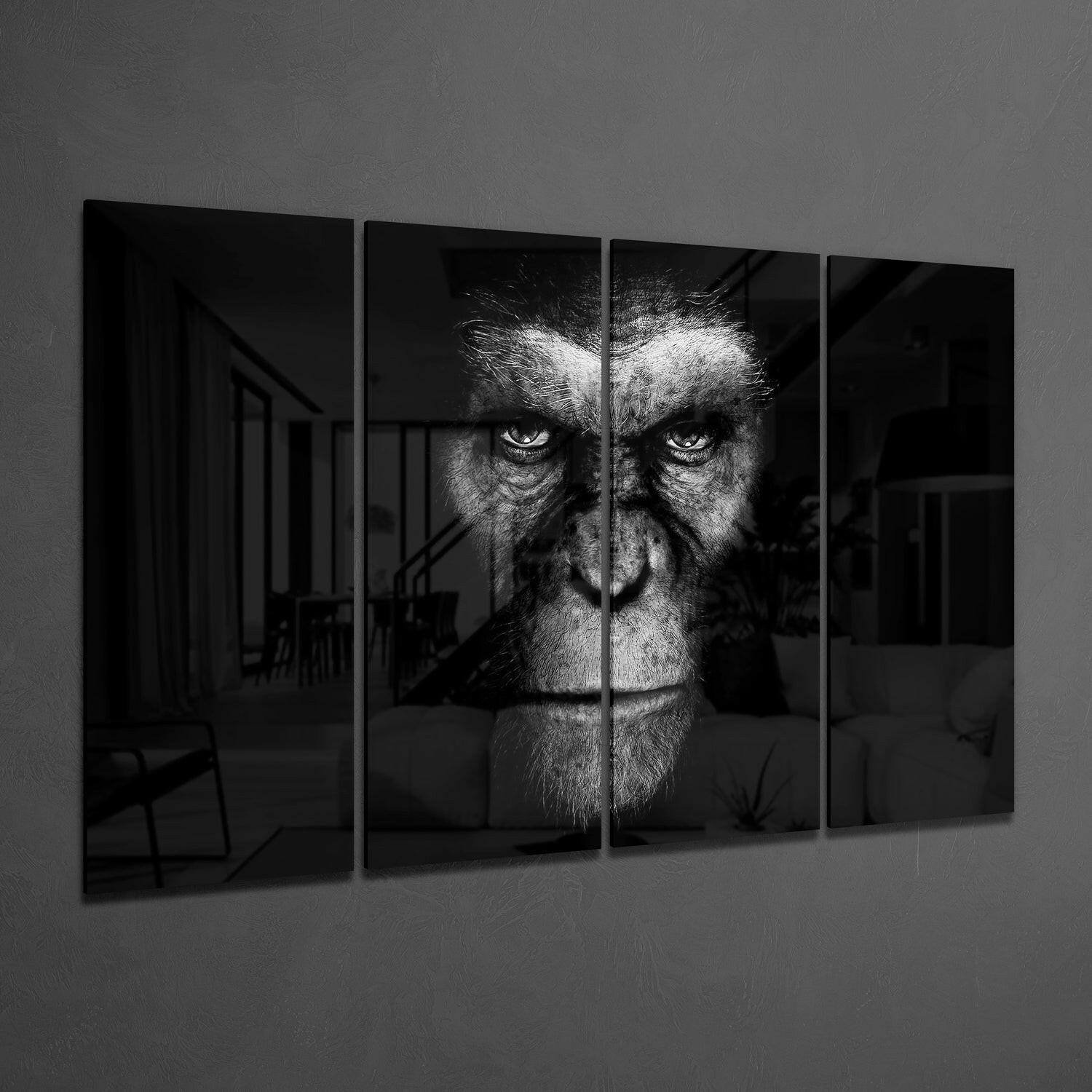 Rise of Apes 4 Pieces Mega Glass Wall Art (59"x36") | Insigne Art Design.