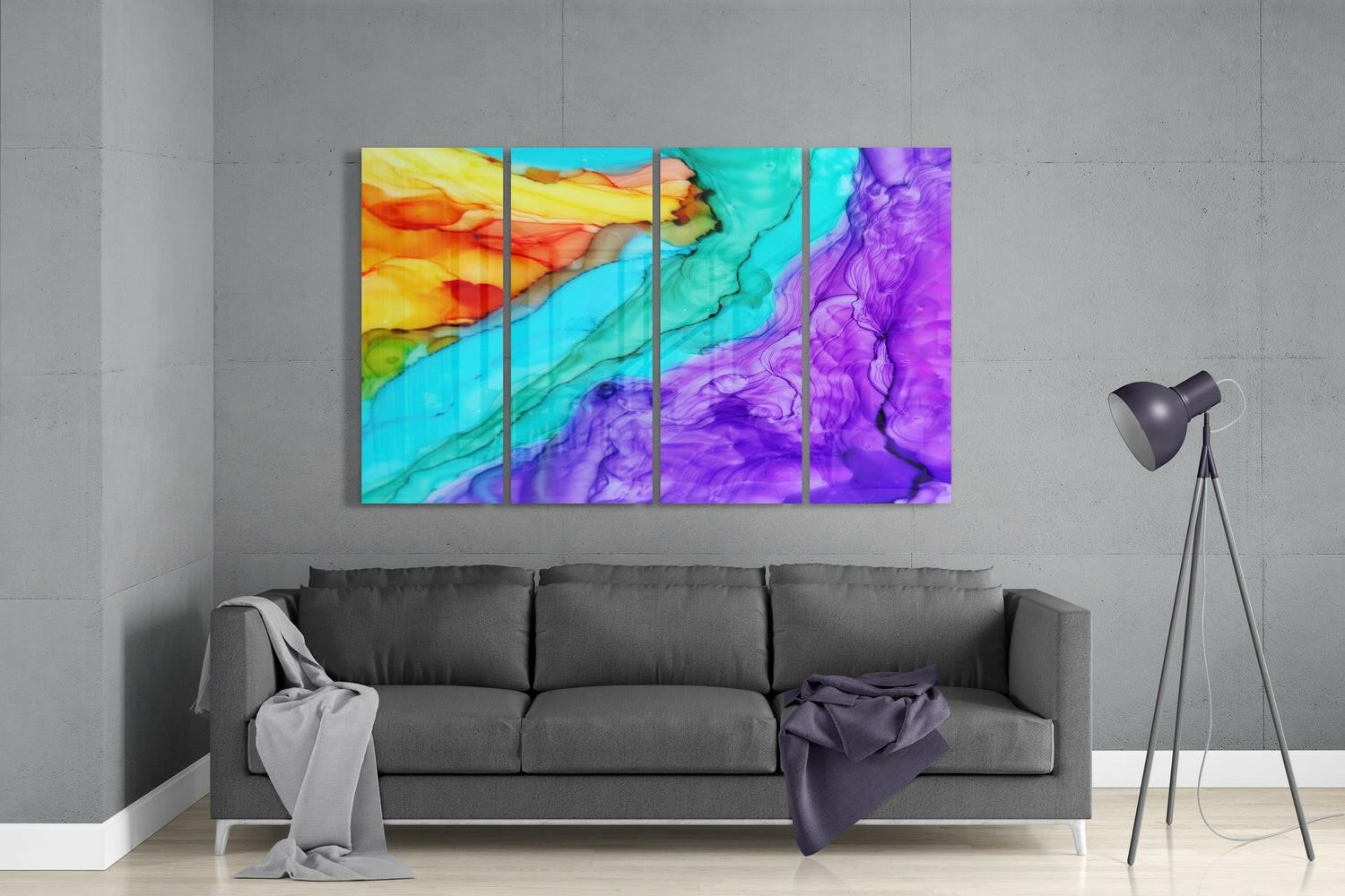 Colorful Steam 4 Pieces Mega Glass Wall Art (59"x36") | Insigne Art Design.