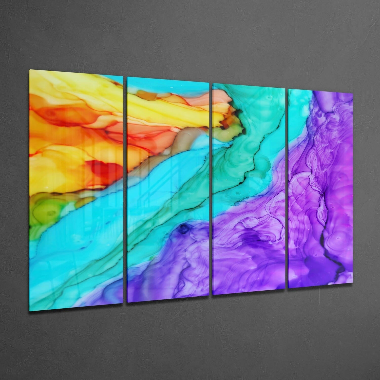 Colorful Steam 4 Pieces Mega Glass Wall Art (59"x36") | Insigne Art Design.