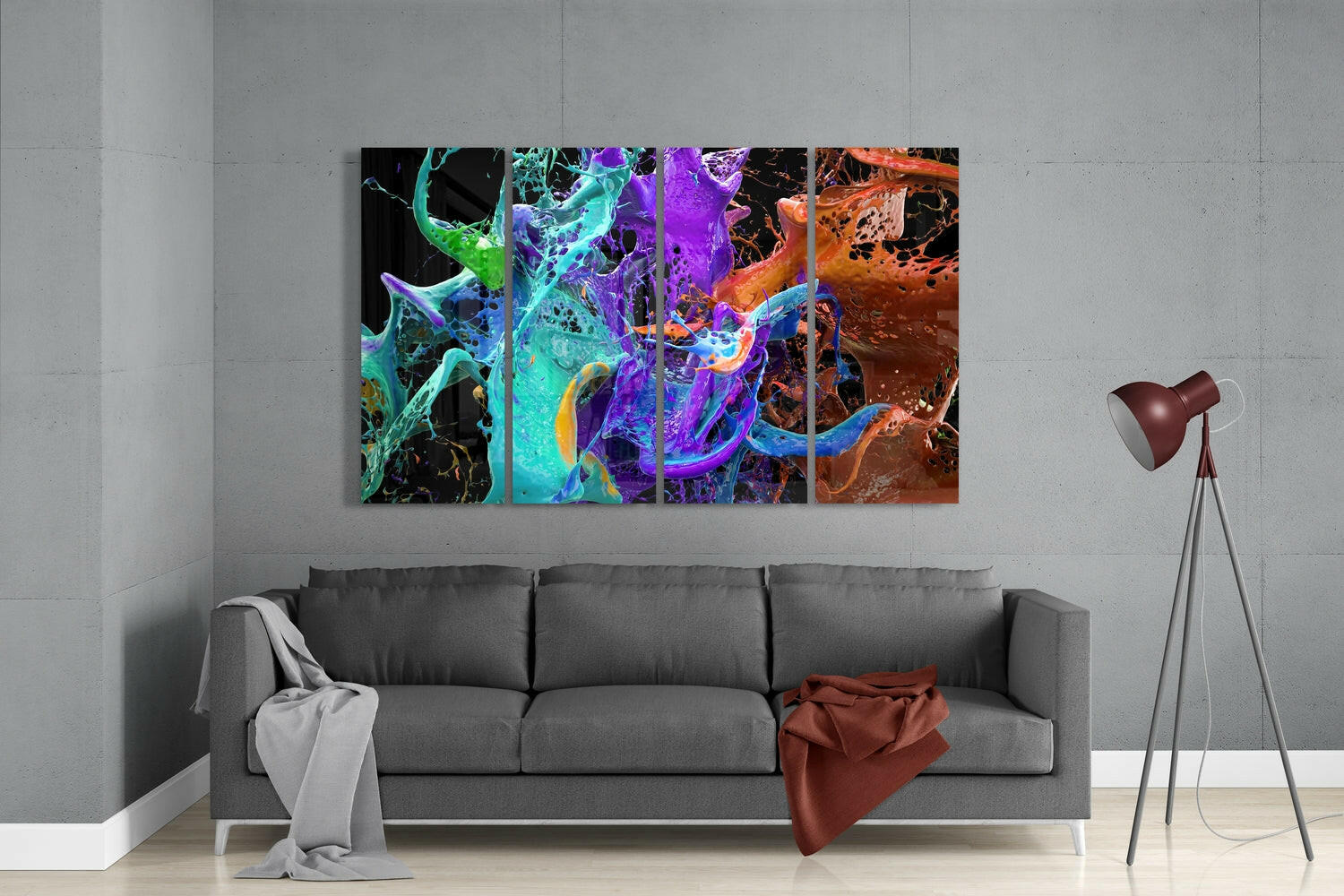 Mixing the Colors 4 Pieces Mega Glass Wall Art (59"x36") | Insigne Art Design.
