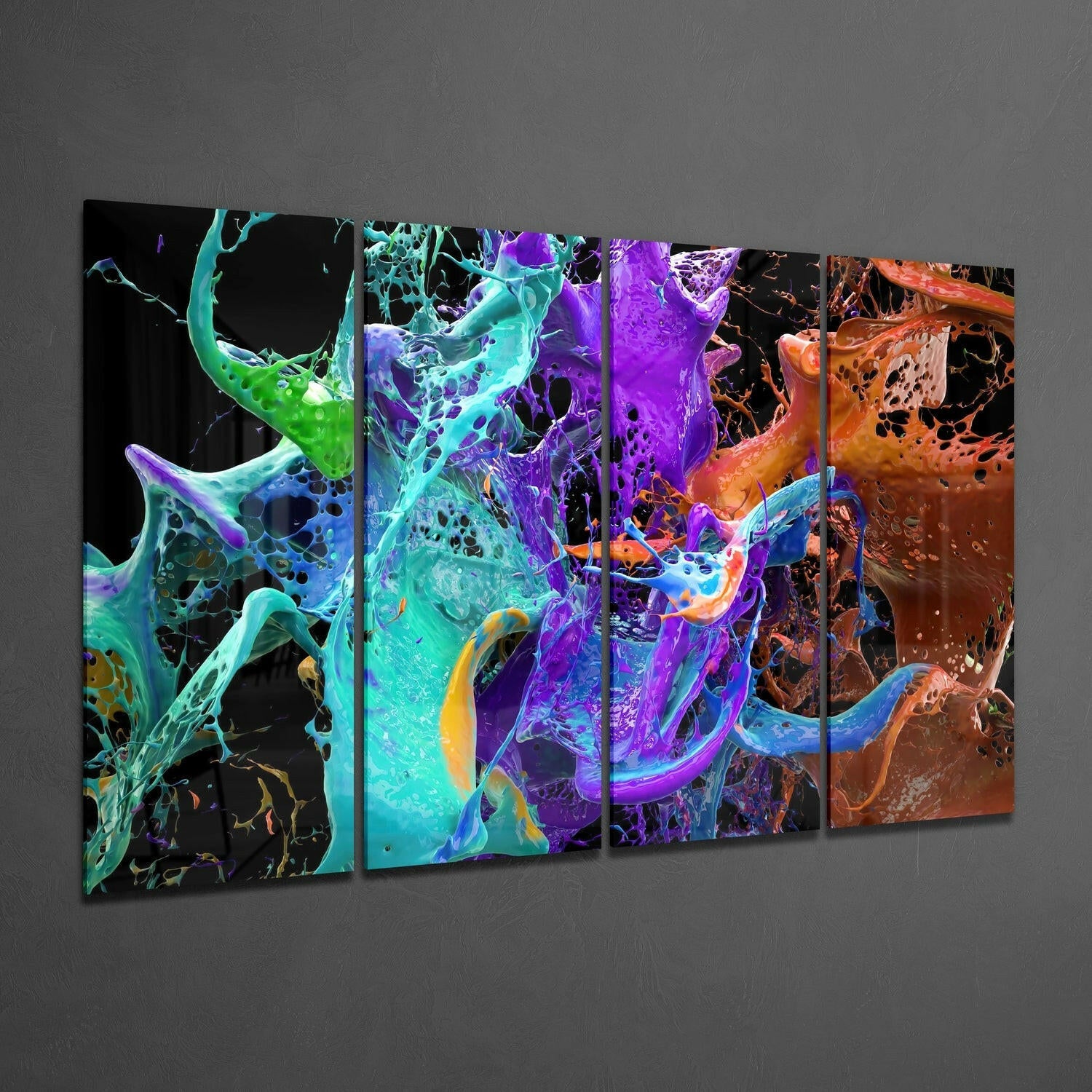 Mixing the Colors 4 Pieces Mega Glass Wall Art (59"x36") | Insigne Art Design.