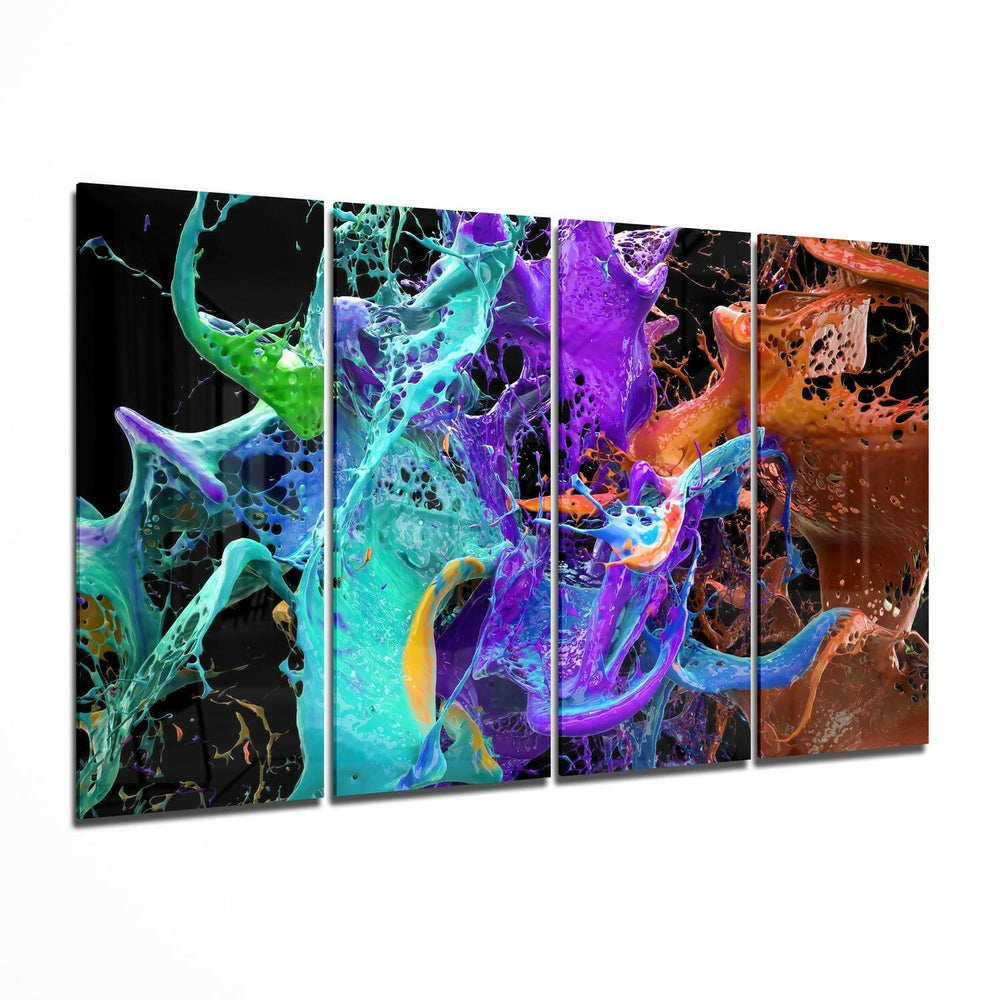 Mixing the Colors 4 Pieces Mega Glass Wall Art (59"x36") | Insigne Art Design.