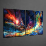 Colorful Space 4 Pieces Mega Glass Wall Art (59"x36") | Insigne Art Design.