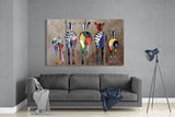 Zebras 4 Pieces Mega Glass Wall Art (59"x36") | Insigne Art Design