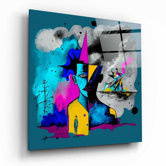 The Cubist Mind Glass Wall Art  || Designer Collection