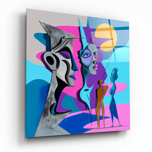 The Cubist Mind Glass Wall Art  || Designer Collection