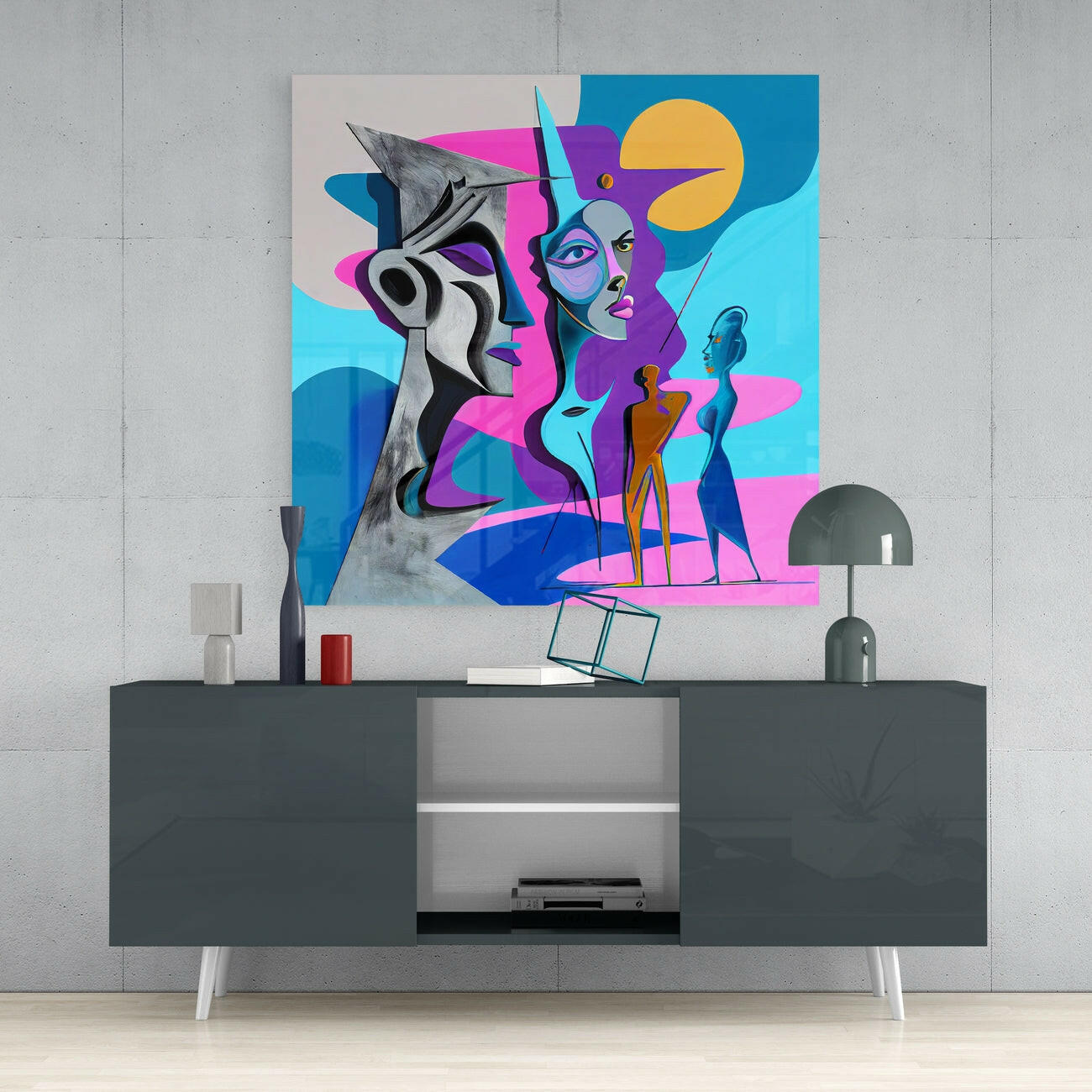 Picasso's Mind Glass Wall Art  || Designer Collection | Insigne Art Design.