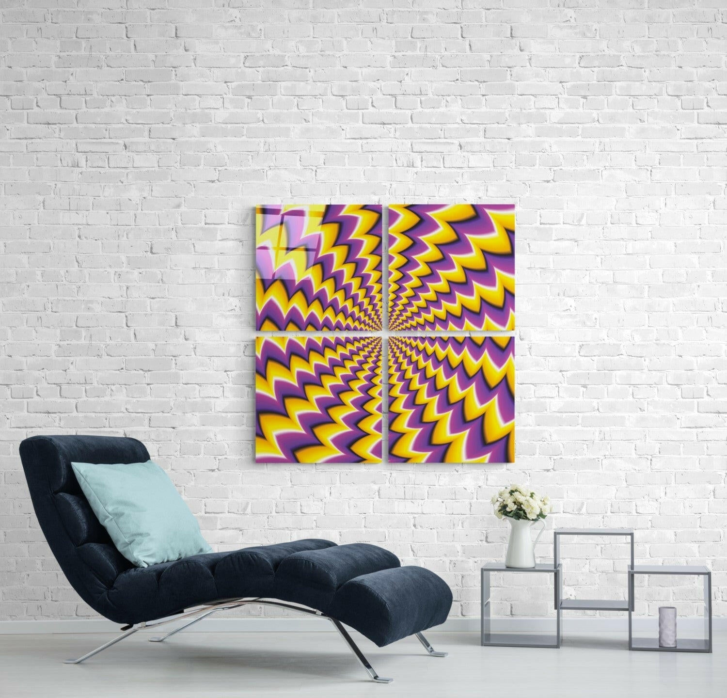 Yellow Illusion Quadro Glass Wall Art.