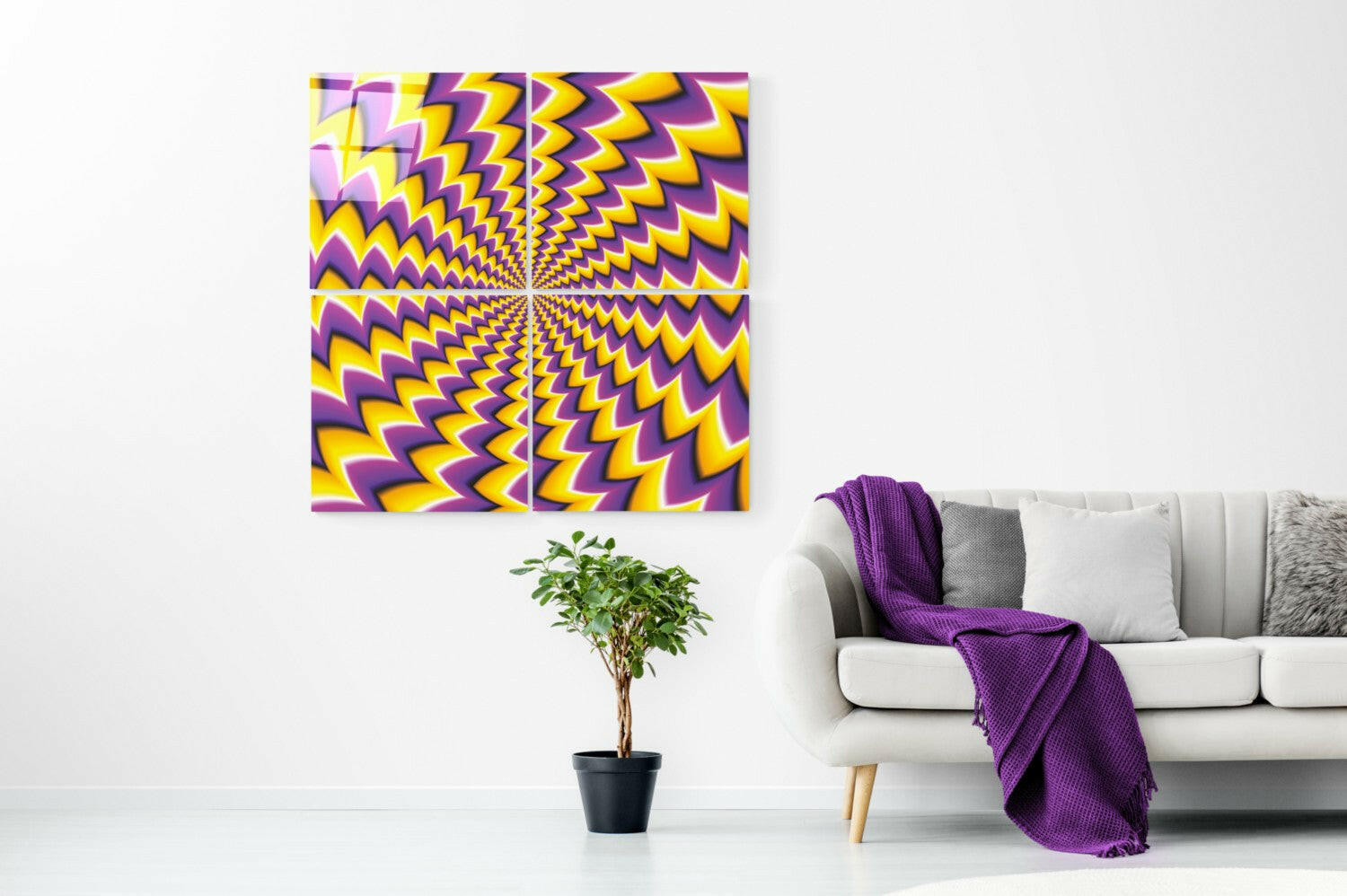 Yellow Illusion Quadro Glass Wall Art.