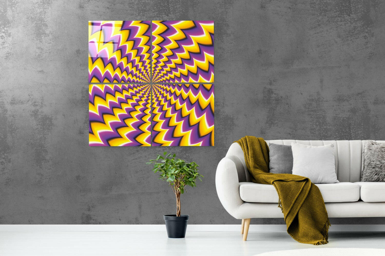 Yellow Illusion Quadro Glass Wall Art.
