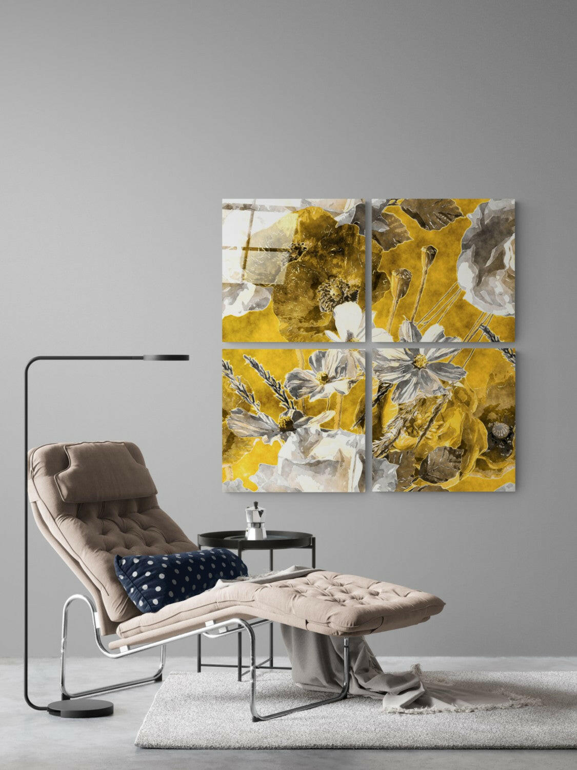 Autumn Flowers Quadro Glass Wall Art.