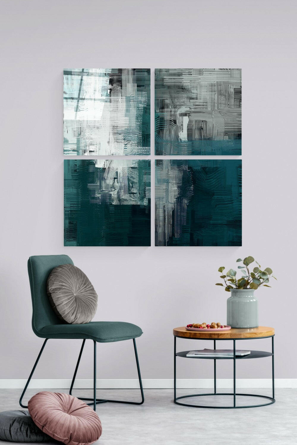 Green Quadro Glass Wall Art.