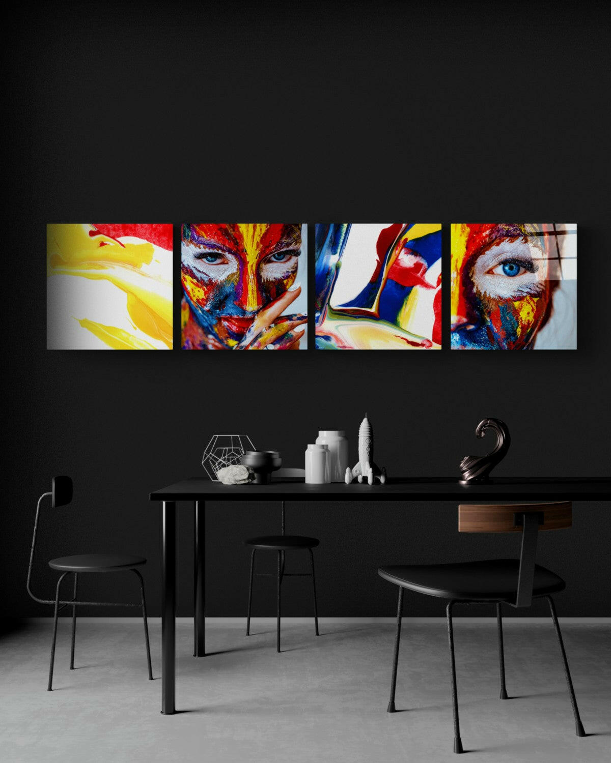 Woman and Red Quadro Glass Wall Art.