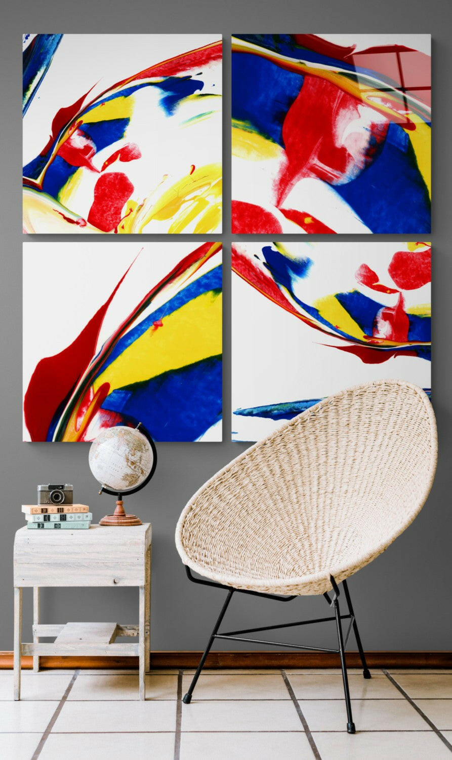 Dance of Red Quadro Glass Wall Art.