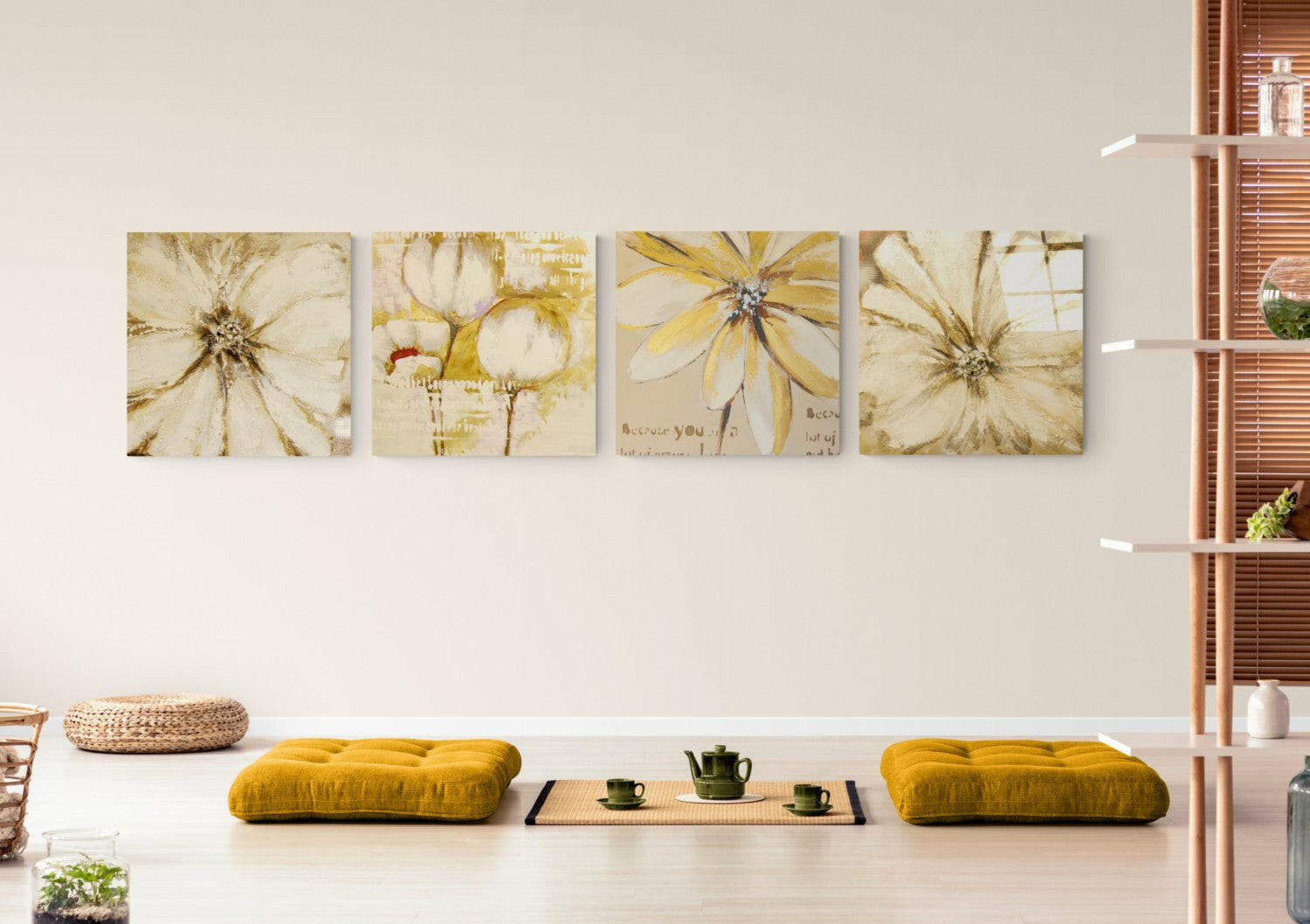 Yellow Flower Quadro Glass Wall Art.