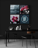 Orchids and Stones Quadro Glass Wall Art.