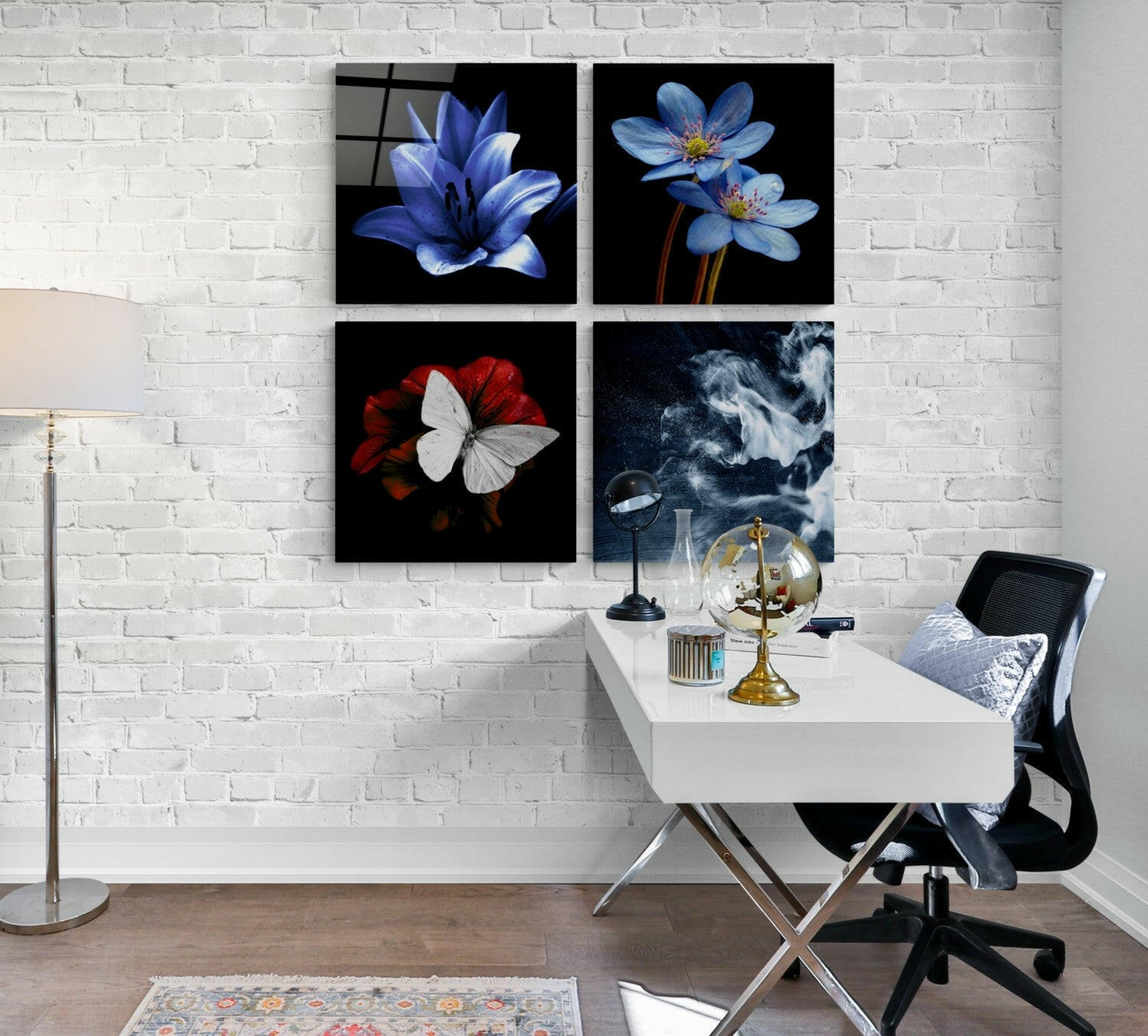 Flowers Quadro Glass Wall Art.