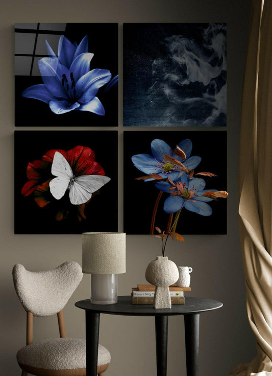 Flowers Quadro Glass Wall Art.