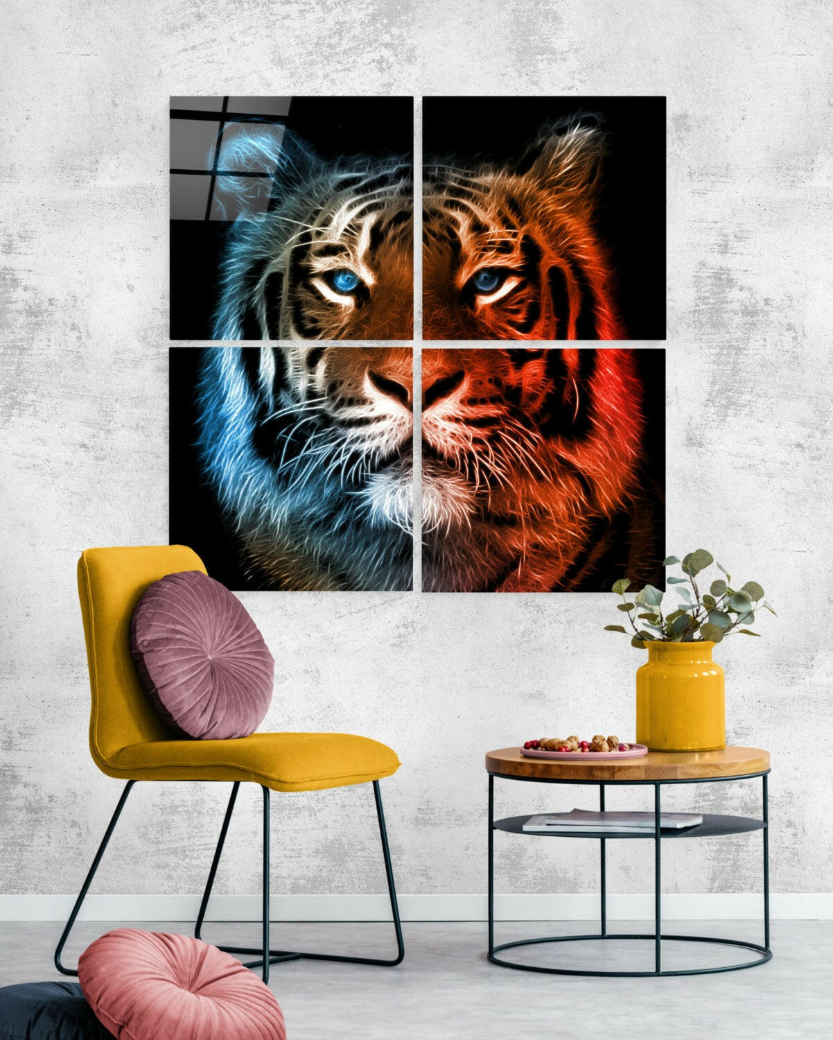 Tiger Quadro Glass Wall Art.