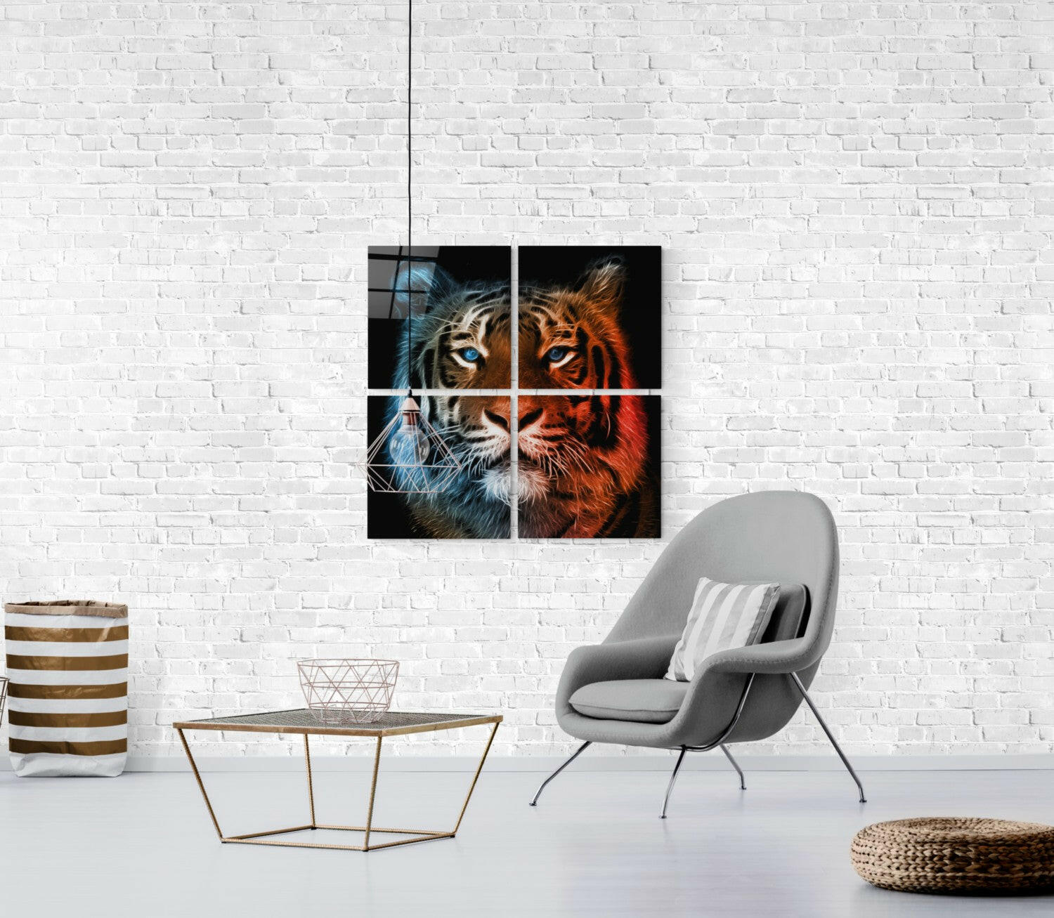 Tiger Quadro Glass Wall Art.